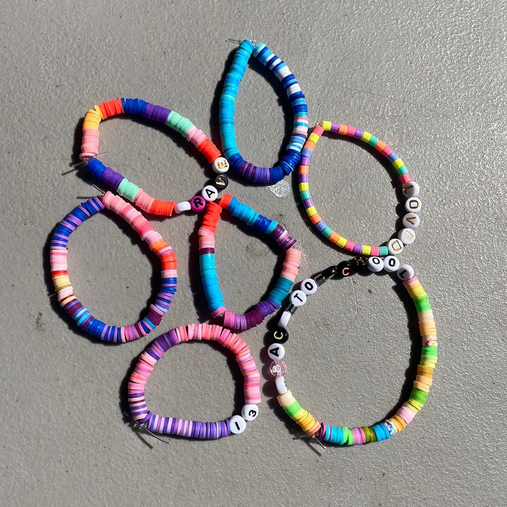 assorted clay bead bracelets!